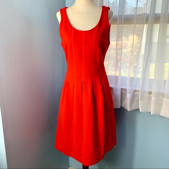 J. Crew Red Pleated Fit and Flare Sleeveless Dress - Picture 7 of 8